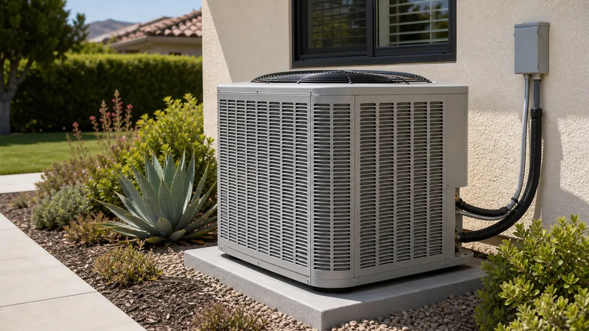 Carrier Comfort series 26SCA condenser at a Santa Clarita tract home