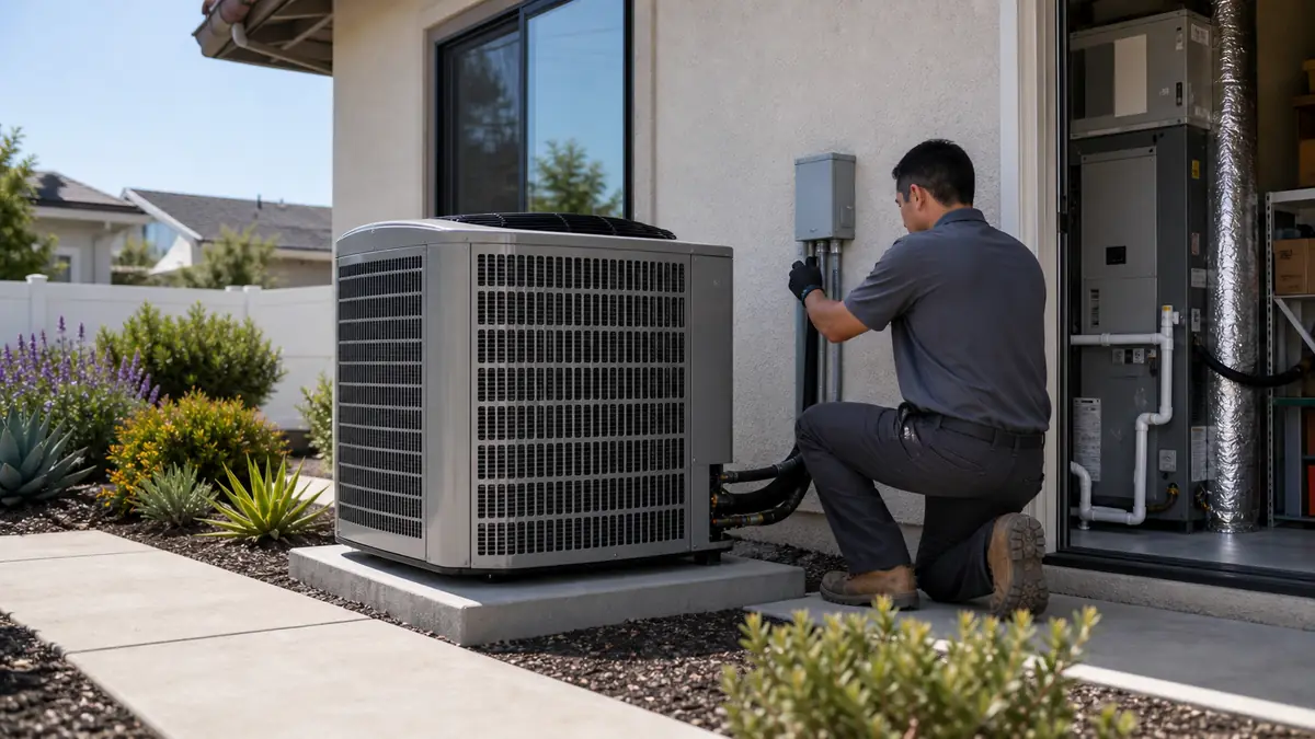 New Carrier heat pump installed at a Santa Clarita two-story home